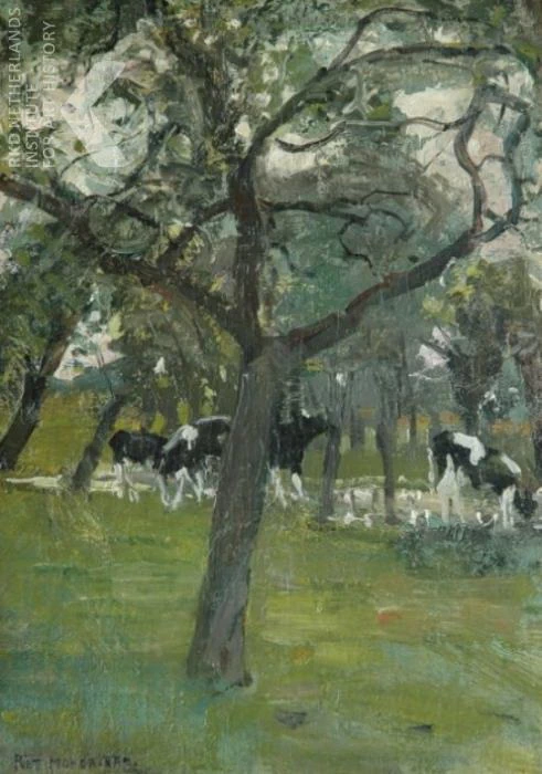 Alberi e mucche lungo un ruscello c. 1895 - 1897
